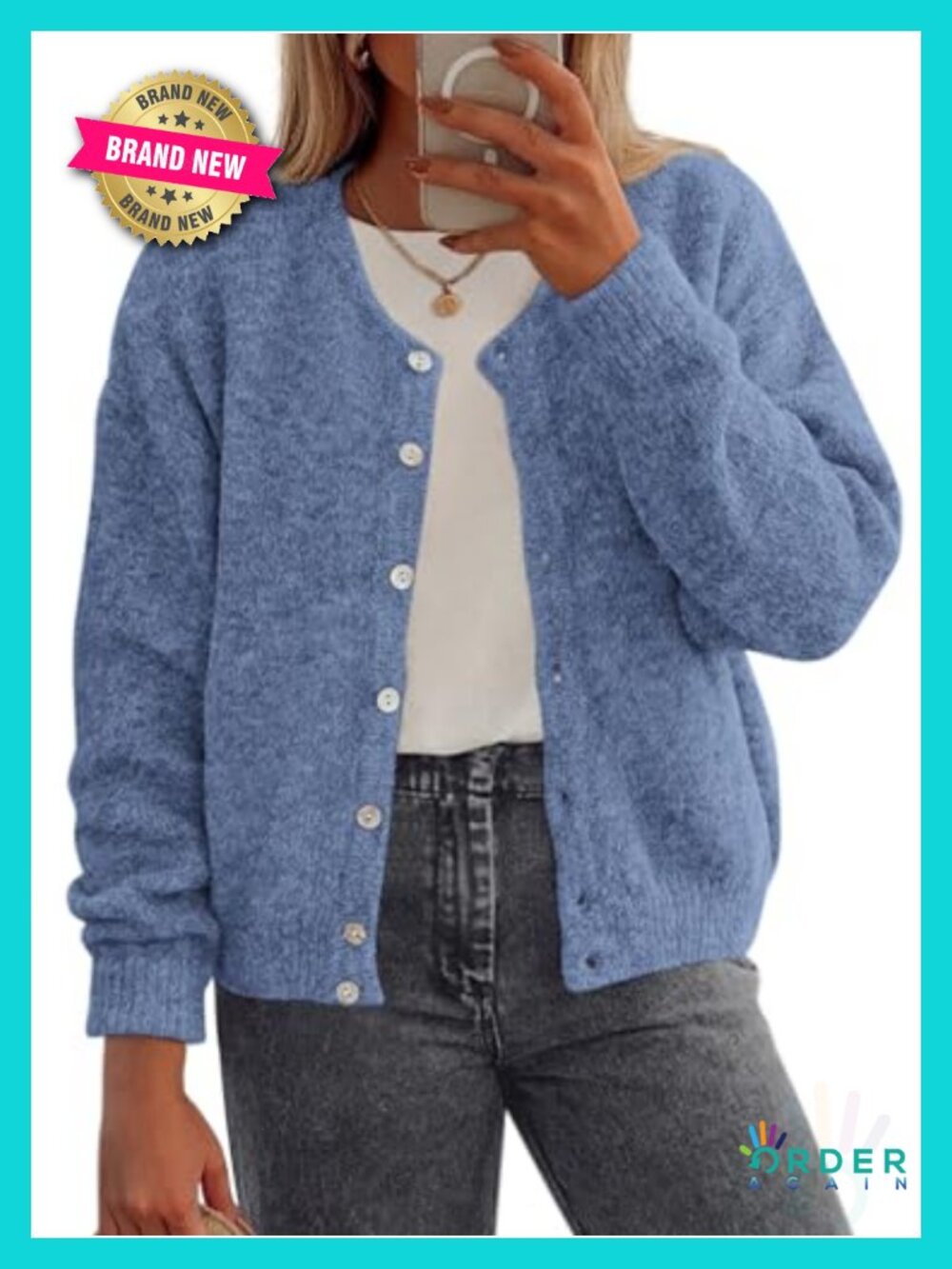 Womens Button Down Cardigan Long Sleeve Chunky Knit Sweater